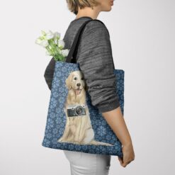 Golden Retriever Dog Denim Style Tote Bag 49 denim dogs tote golden retriever daisy denim tote woman jumper view