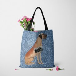 denim dogs tote great dane bleached damask denim tote standing carnations