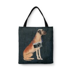 denim dogs tote great dane dark denim front view white