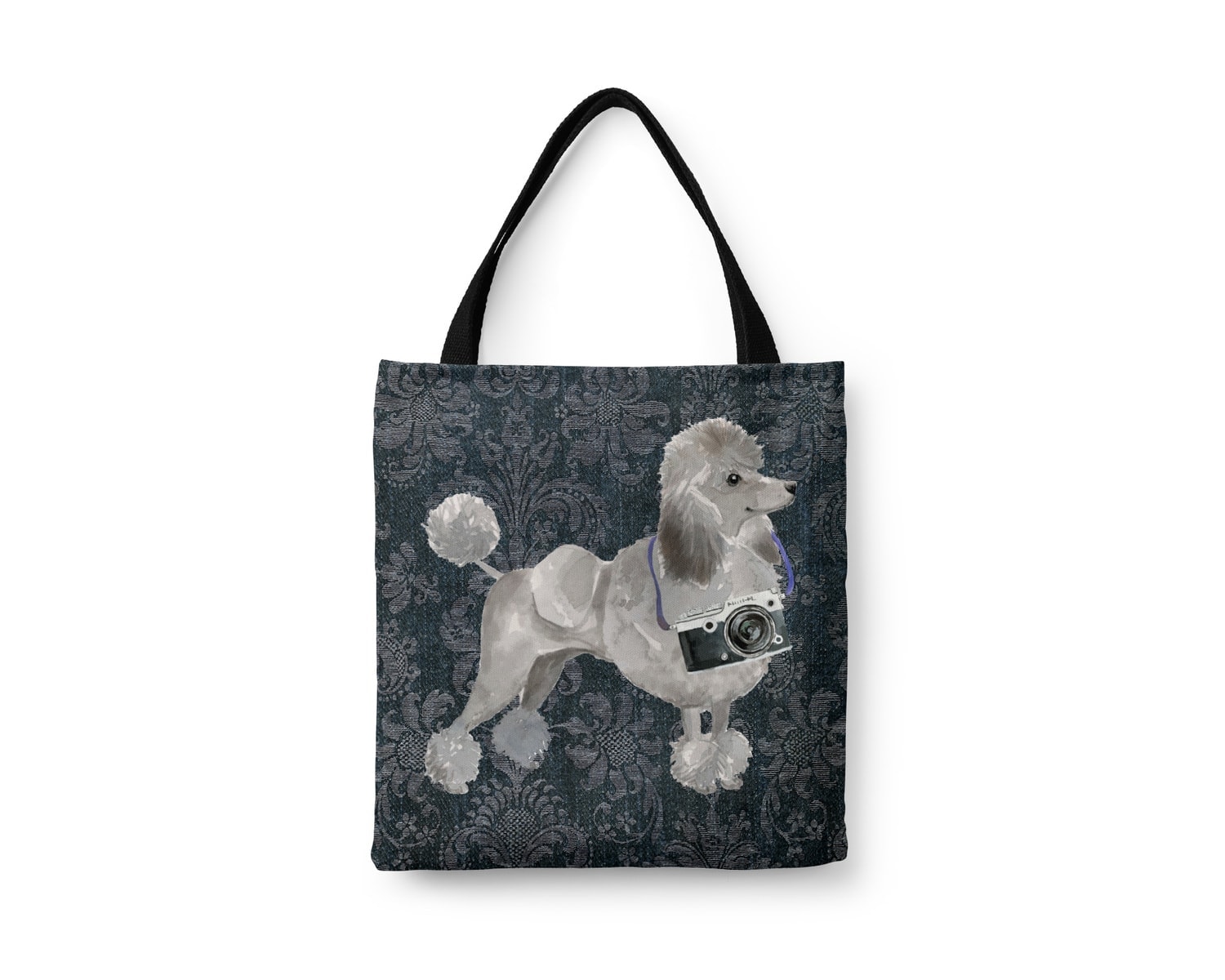 Grey Poodle Dog Denim Style Tote Bag 18 Grey Poodle Dog Denim Style Tote Bag - Image 16