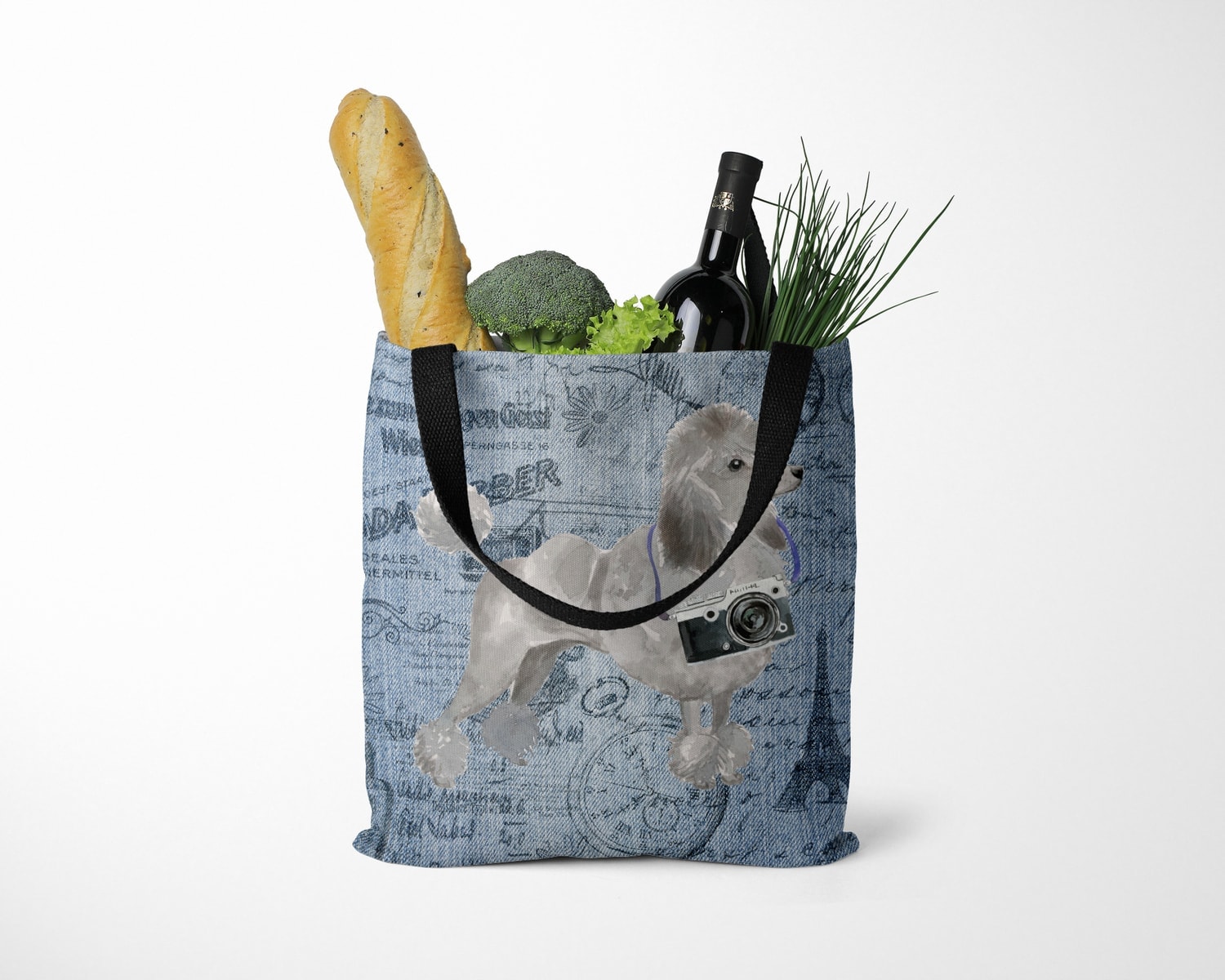 Grey Poodle Dog Denim Style Tote Bag 27 Grey Poodle Dog Denim Style Tote Bag - Image 25