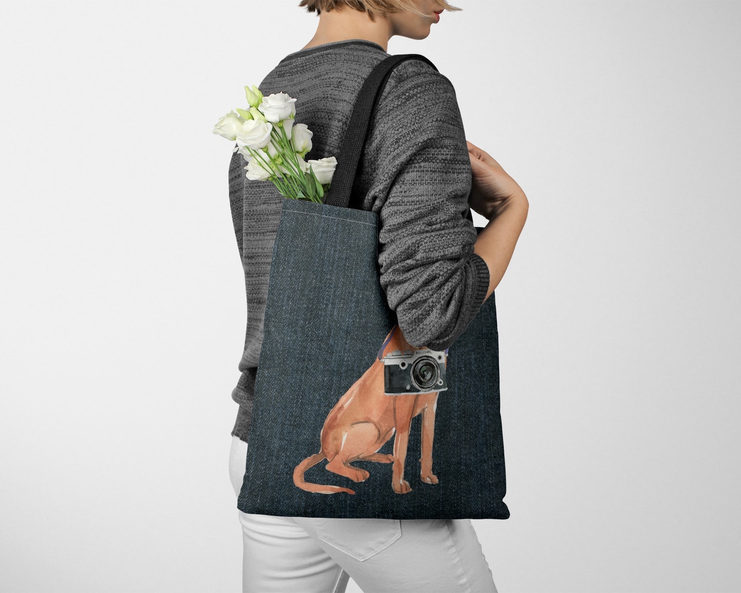 Hungarian Vizsla Dog Denim Style Tote Bag 26 Hungarian Vizsla Dog Denim Style Tote Bag - Image 24