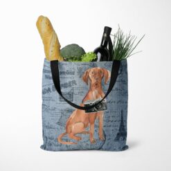 Hungarian Vizsla Dog Denim Style Tote Bag 52 denim dogs tote hungarian vizsla faded ephemera denim tote standing food