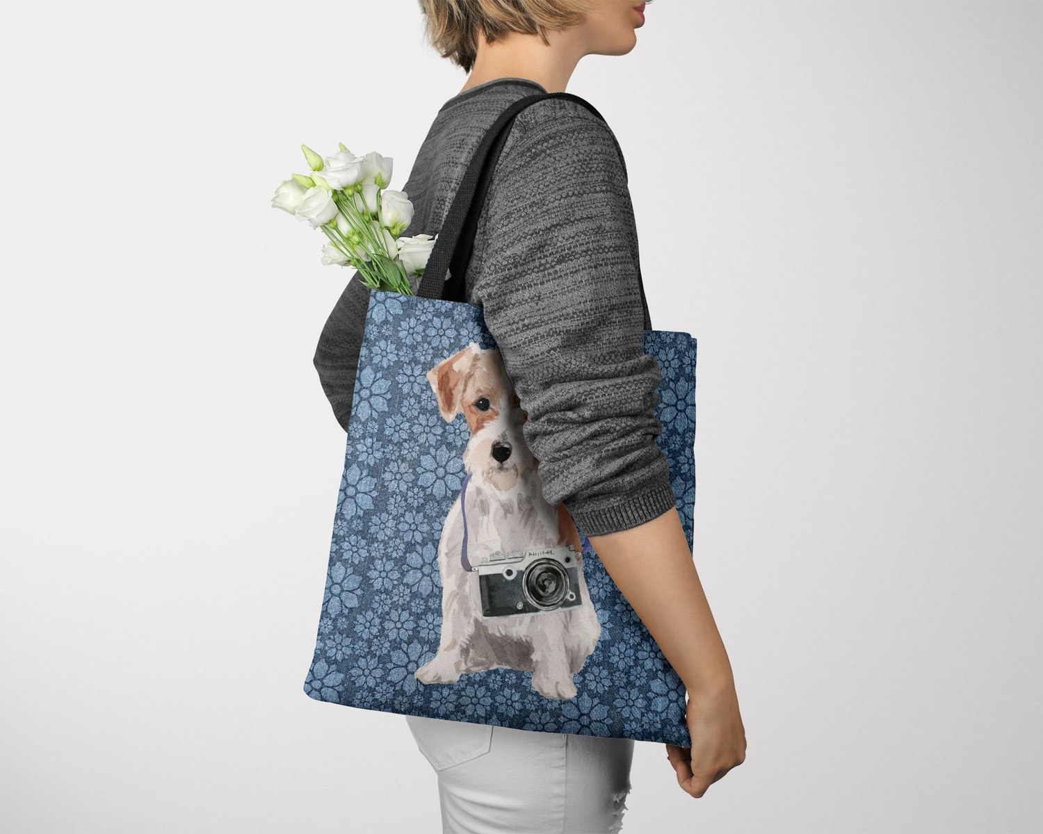 Jack Russell Dog Denim Style Tote Bag 23 Jack Russell Dog Denim Style Tote Bag - Image 22