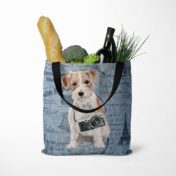 Jack Russell Dog Denim Style Tote Bag 51 denim dogs tote jack russel faded ephemera denim tote standing food