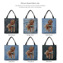 denim dogs tote labradoodle variations