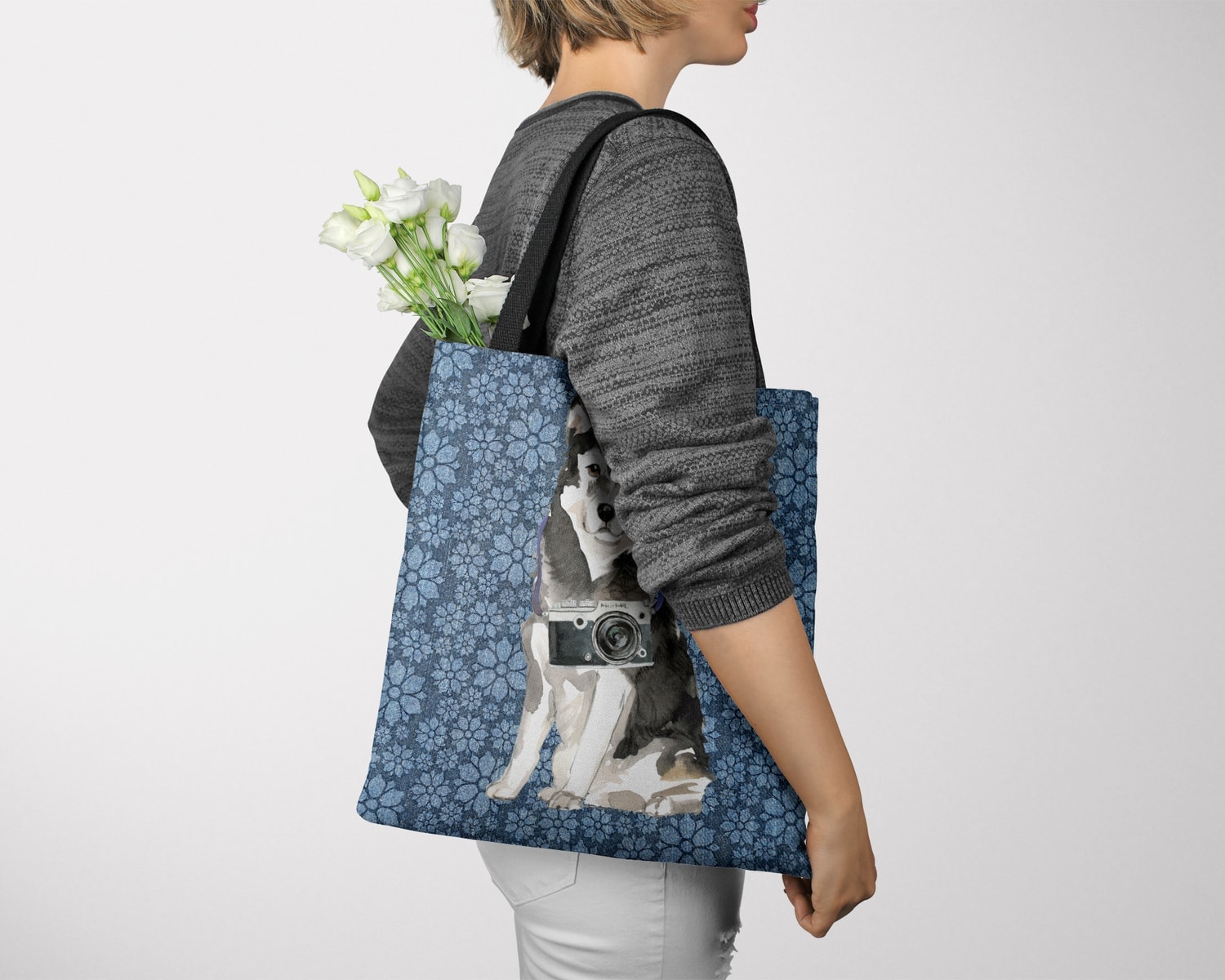 Malamute Dog Denim Style Tote Bag 24 Malamute Dog Denim Style Tote Bag - Image 22