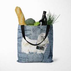 Maltese Dog Denim Style Tote Bag 52 denim dogs tote maltese faded ephemera denim tote standing food
