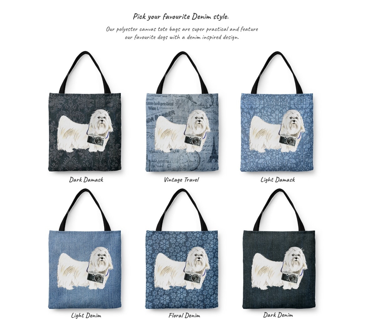 Maltese Dog Denim Style Tote Bag 17 Maltese Dog Denim Style Tote Bag - Image 15
