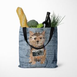 Norfolk Terrier Dog Denim Style Tote Bag 52 denim dogs tote norfolk terrier faded ephemera denim tote standing food