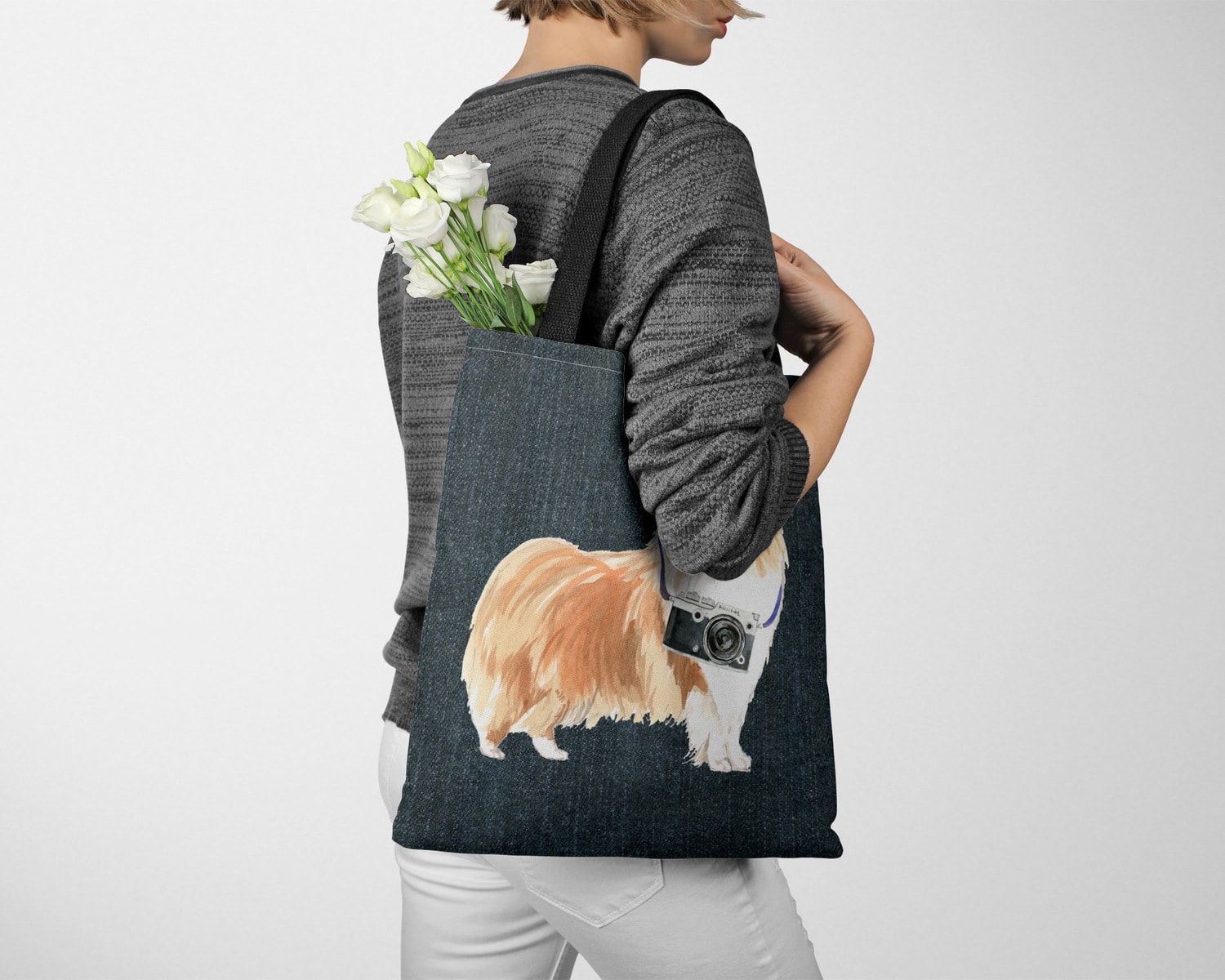 Rough Collie Dog Denim Style Tote Bag 26 Rough Collie Dog Denim Style Tote Bag - Image 24
