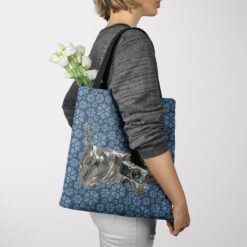 denim dogs tote scottish terrier daisy denim tote woman jumper view