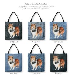 Shetland Sheepdog Dog Denim Style Tote Bag 42 denim dogs tote shetland sheepdog variations