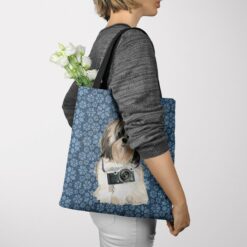 Shih tzu Long hair Dog Denim Style Tote Bag 49 denim dogs tote shih tzu long hair daisy denim tote woman jumper view