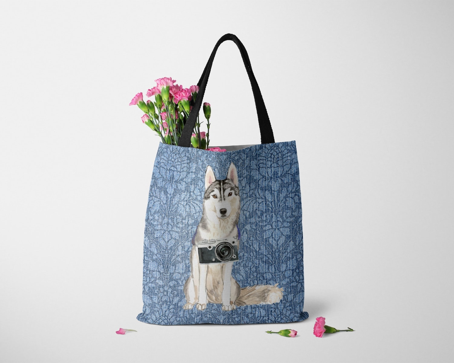 Siberian Husky Dog Denim Style Tote Bag 23 Siberian Husky Dog Denim Style Tote Bag - Image 21