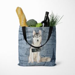 Siberian Husky Dog Denim Style Tote Bag 52 denim dogs tote siberian husky faded ephemera denim tote standing food