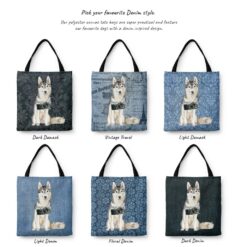 Siberian Husky Dog Denim Style Tote Bag 42 denim dogs tote siberian husky variations