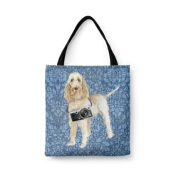 Spinone Italiano Dog Denim Style Tote Bag 44 denim dogs tote spinone italiano bleached damask denim front view white