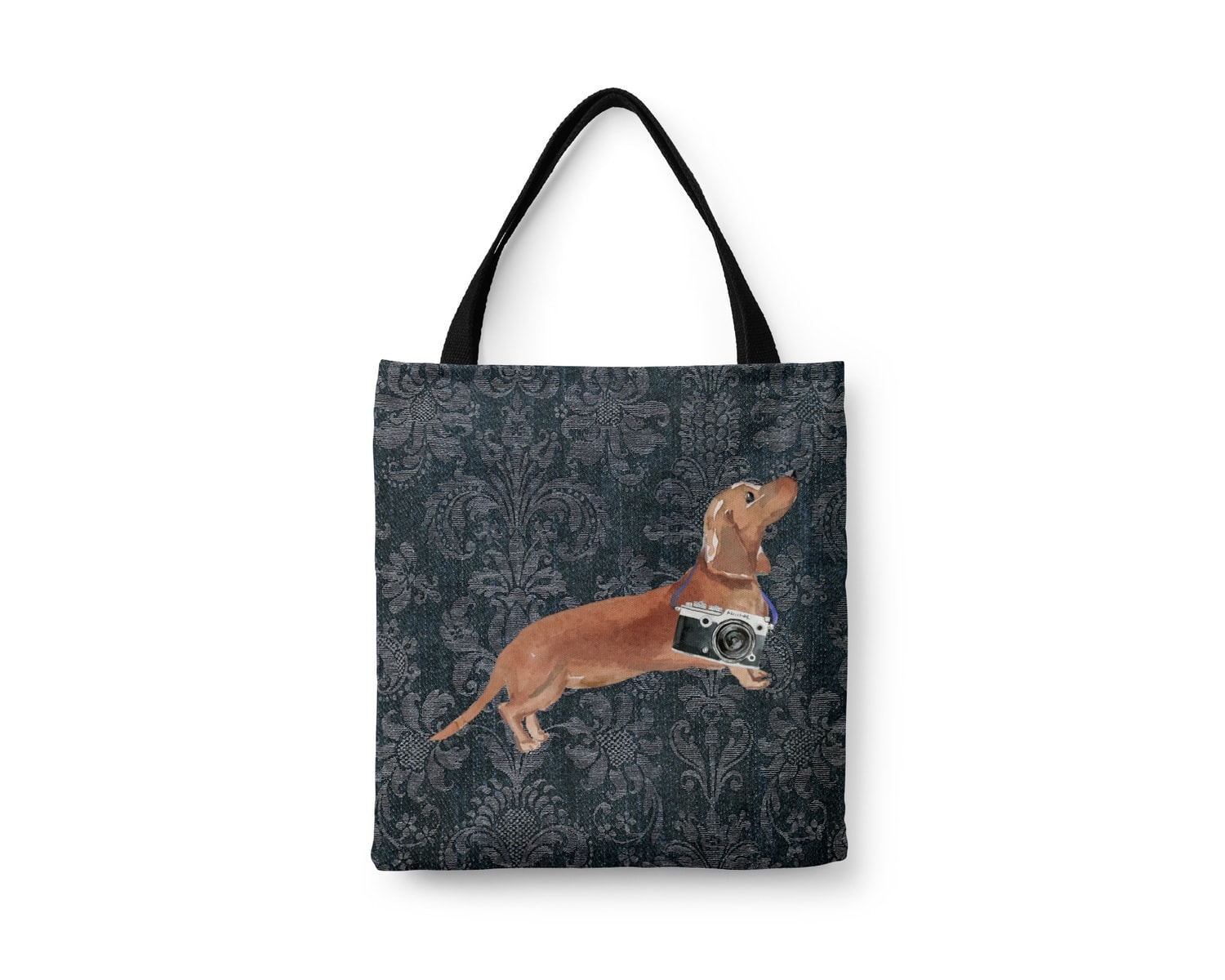 Tan Dachshund Dog Denim Style Tote Bag 18 Tan Dachshund Dog Denim Style Tote Bag - Image 16