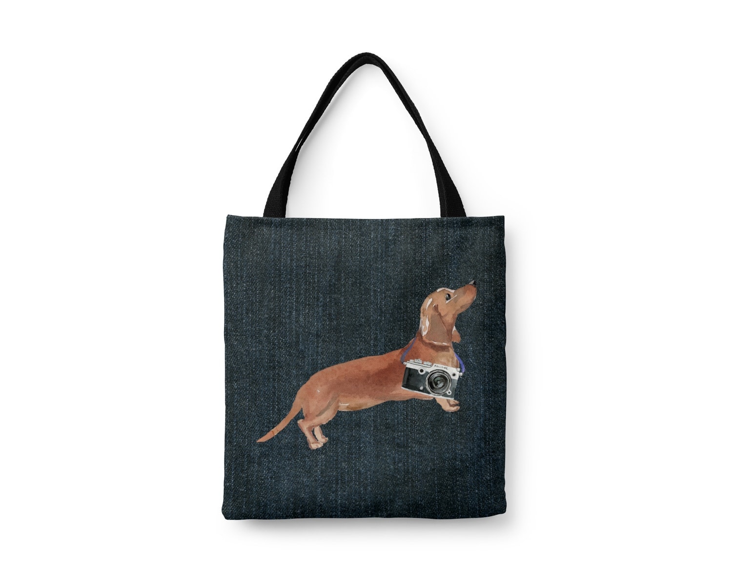 Tan Dachshund Dog Denim Style Tote Bag 21 Tan Dachshund Dog Denim Style Tote Bag - Image 19