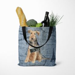 Welsh Terrier Dog Denim Style Tote Bag 52 denim dogs tote welsh terrier faded ephemera denim tote standing food