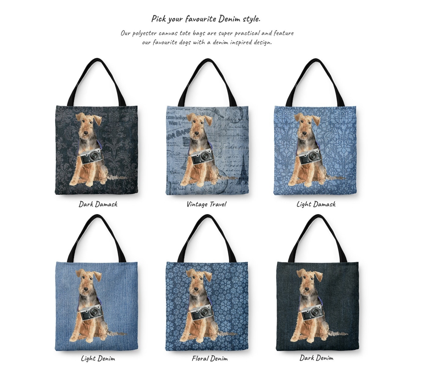 Welsh Terrier Dog Denim Style Tote Bag 17 Welsh Terrier Dog Denim Style Tote Bag - Image 15