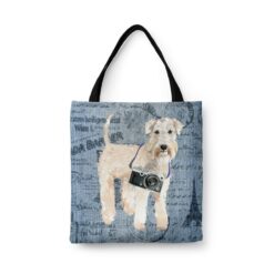 denim dogs tote wheaten terrier faded ephemera denim front view white