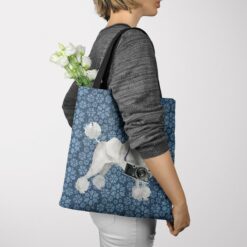 White poodle Dog Denim Style Tote Bag 49 denim dogs tote white poodle daisy denim tote woman jumper view
