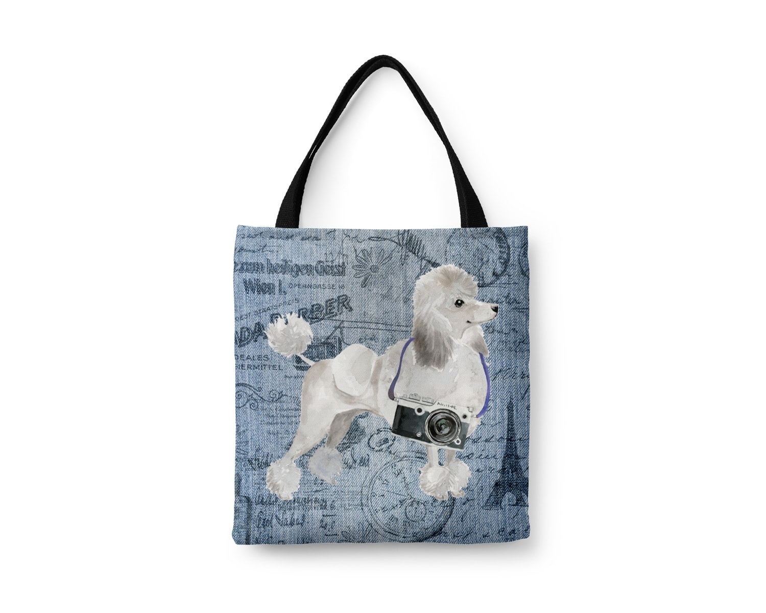 White poodle Dog Denim Style Tote Bag 16 White poodle Dog Denim Style Tote Bag - Image 14