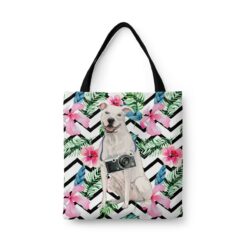 American Staffordshire terrier Travel Style Tote Bag 45 travel dogs tote american staffordshire terrier geometric tropical front view White