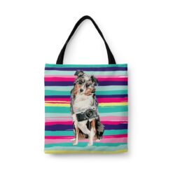 Australian Shepherd Travel Style Tote Bag 44 travel dogs tote australian shepherd beach front view White
