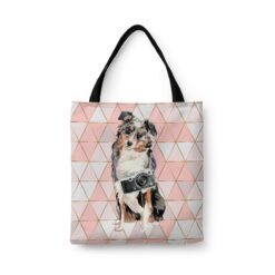Australian Shepherd Travel Style Tote Bag 43 travel dogs tote australian shepherd luxe front view White