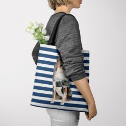 Australian Shepherd Travel Style Tote Bag 51 travel dogs tote australian shepherd nautical stripes tote woman jumper view