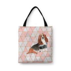 Basset Hound Travel Style Tote Bag 42 travel dogs tote basset hound luxe front view White