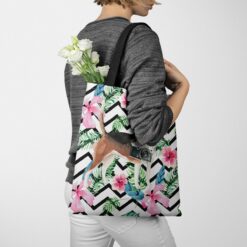 Beagle Travel Style Tote Bag 53 travel dogs tote beagle geometric tropical tote woman jumper walking view
