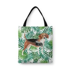 Beagle Travel Style Tote Bag 46 travel dogs tote beagle leaves front view White