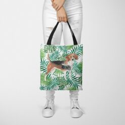 Beagle Travel Style Tote Bag 48 travel dogs tote beagle leaves tote woman trowsers front view