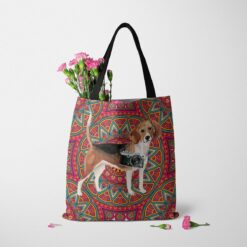 Beagle Travel Style Tote Bag 50 travel dogs tote beagle mandala tote standing carnations