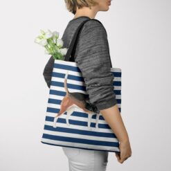 Beagle Travel Style Tote Bag 51 travel dogs tote beagle nautical stripes tote woman jumper view
