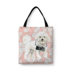 Bichon Frise Travel Style Tote Bag 43 travel dogs tote bichon frise luxe front view White