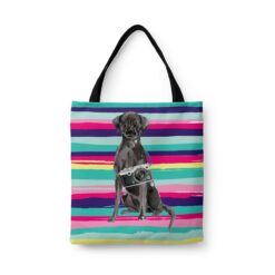 travel dogs tote black lab beach front view White