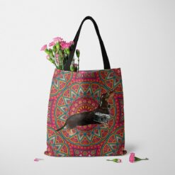 Black & Tan Dachshund Travel Style Tote Bag 50 travel dogs tote black tan dachshund mandala tote standing carnations