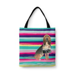 BloodHound Travel Style Tote Bag 44 travel dogs tote bloodhound beach front view White