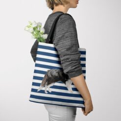 Border Collie Travel Style Tote Bag 51 travel dogs tote border collie nautical stripes tote woman jumper view