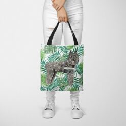 travel dogs tote bouvier des flandres leaves tote woman trowsers front view