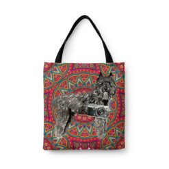 travel dogs tote bouvier des flandres mandala front view White