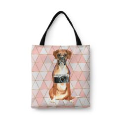Boxer Travel Style Tote Bag 43 travel dogs tote boxer luxe front view White
