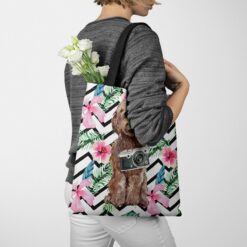 Brown Cockapoo Travel Style Tote Bag 53 travel dogs tote brown cockapoo geometric tropical tote woman jumper walking view
