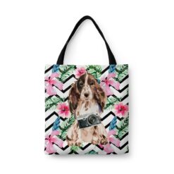 Brown Cocker Spaniel Travel Style Tote Bag 45 travel dogs tote brown cocker spaniel geometric tropical front view White