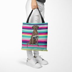 Brown Labrador retriever Travel Style Tote Bag 52 travel dogs tote brown labrador retriever beach tote woman trowsers walking view